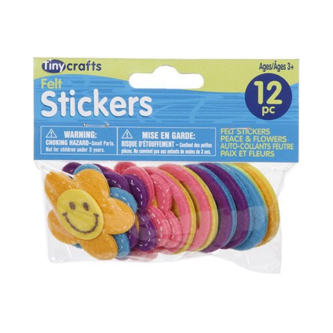 Tiny Crafts Felt Stickers: Peace/Flower 12 Pieces