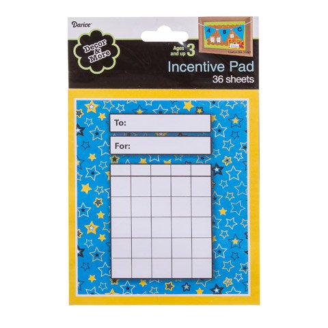 Decor And More Incentive Pad - Stars - Blue/Yellow - 5.25 X 6 Inches - 36 Sheets