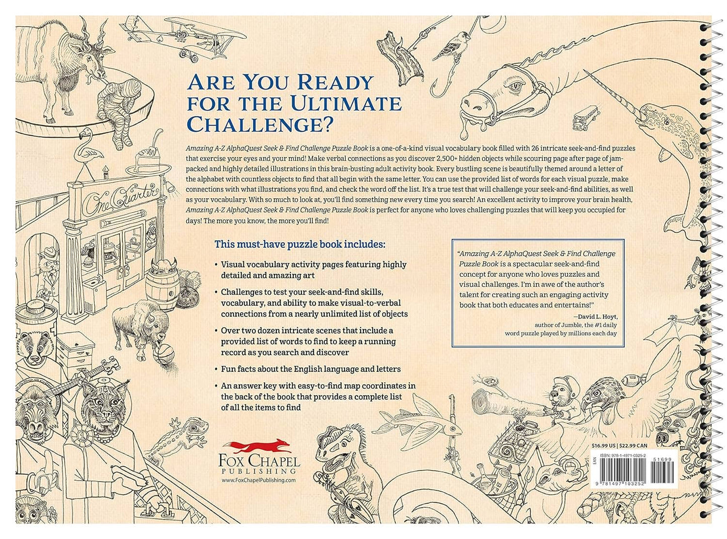 Fox Chapel Publishing - Amazing A-Z AlphaQuest - Seek & Find Challenge Puzzle Book