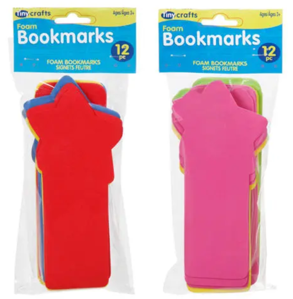 Tiny Crafts Foam Bookmarks Assorted Styles & Colors 12pc