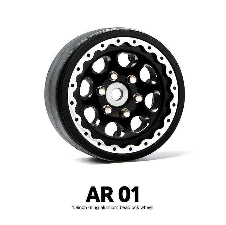AR01 1.9" 6 Lug Aluminum Beadlock Wheels (2)