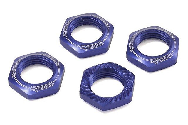 Kyosho IFW472BL 17mm Wheel Nut (Blue/4pcs/Serrated)
