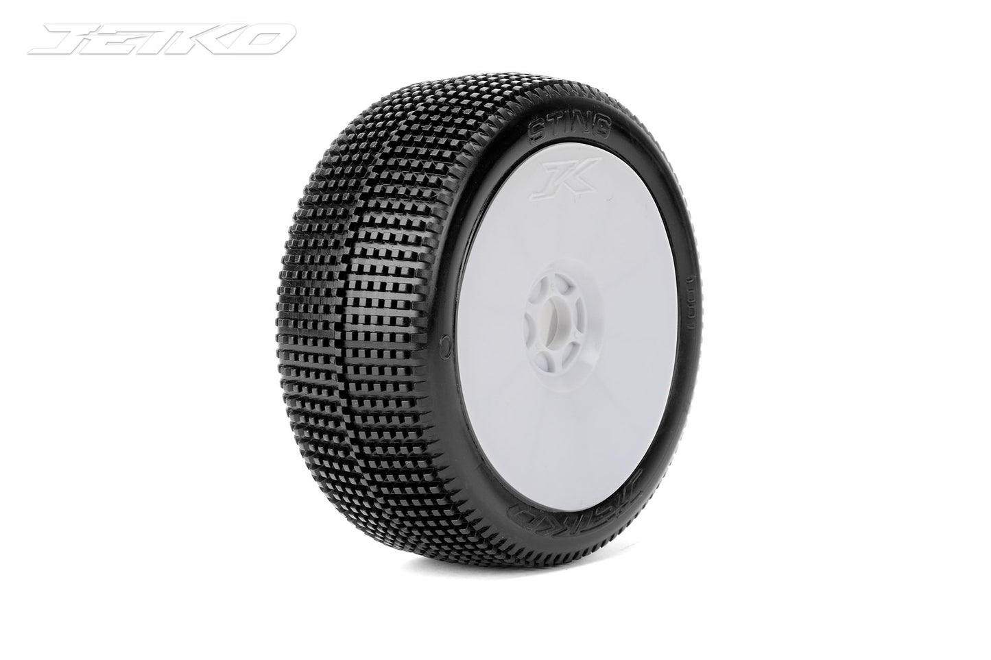 Sting 1/8 Buggy Tires Mounted on White Dish Rims, Medium