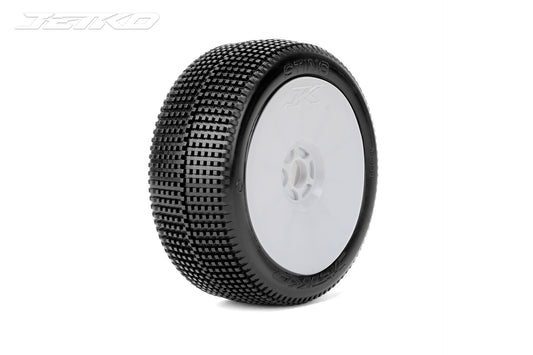 Sting 1/8 Buggy Tires Mounted on White Dish Rims, Medium