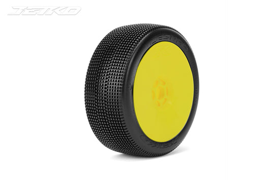 Lesnar 1/8 Buggy Tires Mounted on Yellow Dish Rims, Ultra