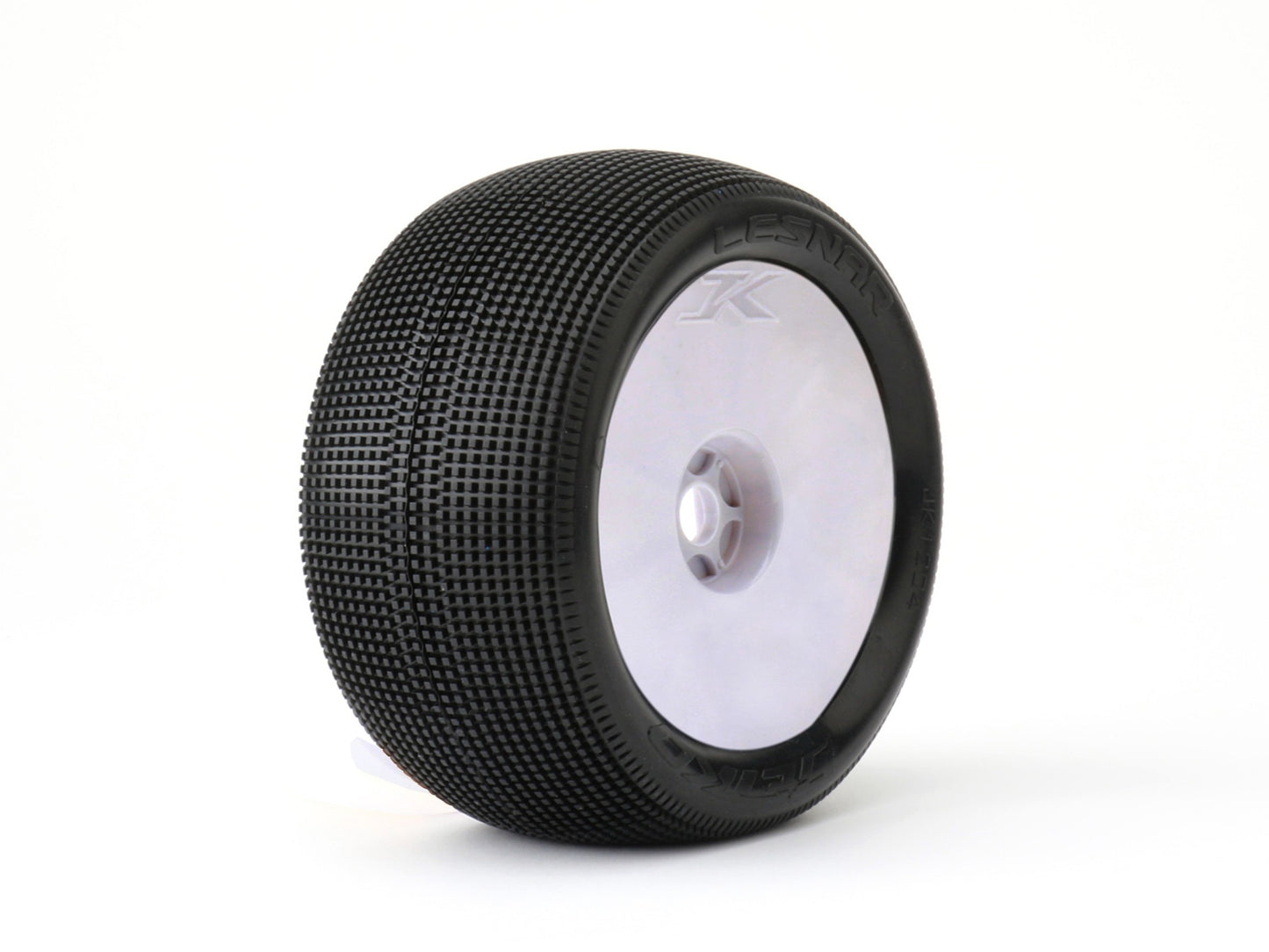 Lesnar 1/8 Truggy Tires Mounted on White Dish Rims,