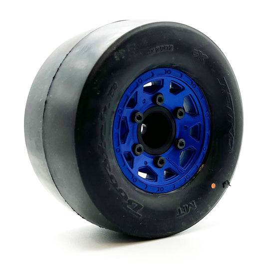 1/10 DR Booster RR Tires for Rear on Metal Blue Claw Rims,