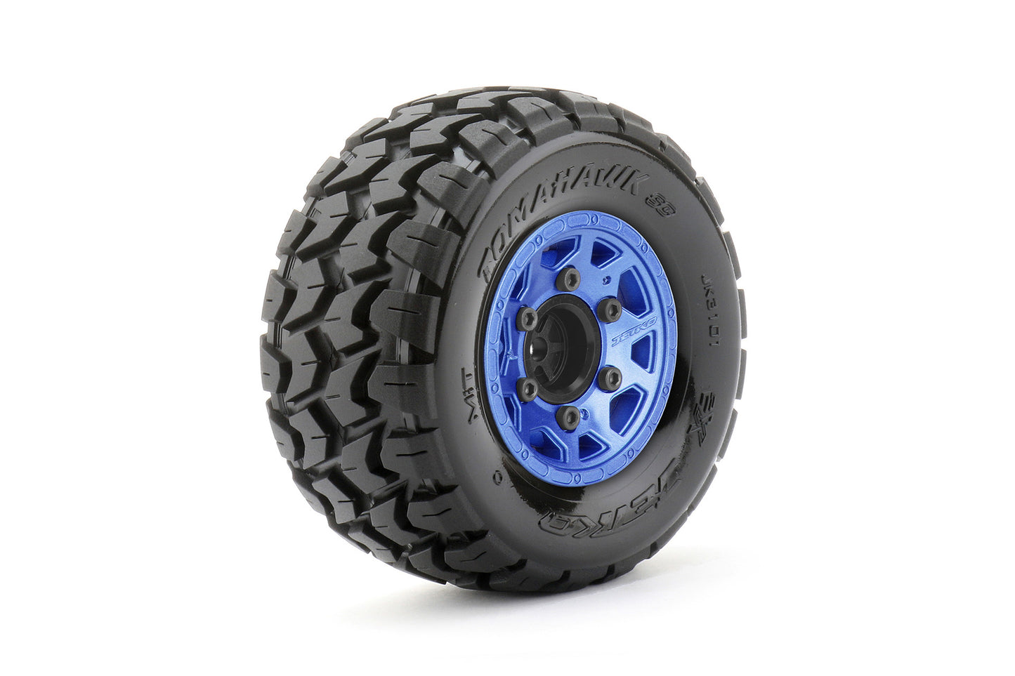 1/10 SC EX-Tomahawk Tires Mounted on Metal Blue Claw Rim