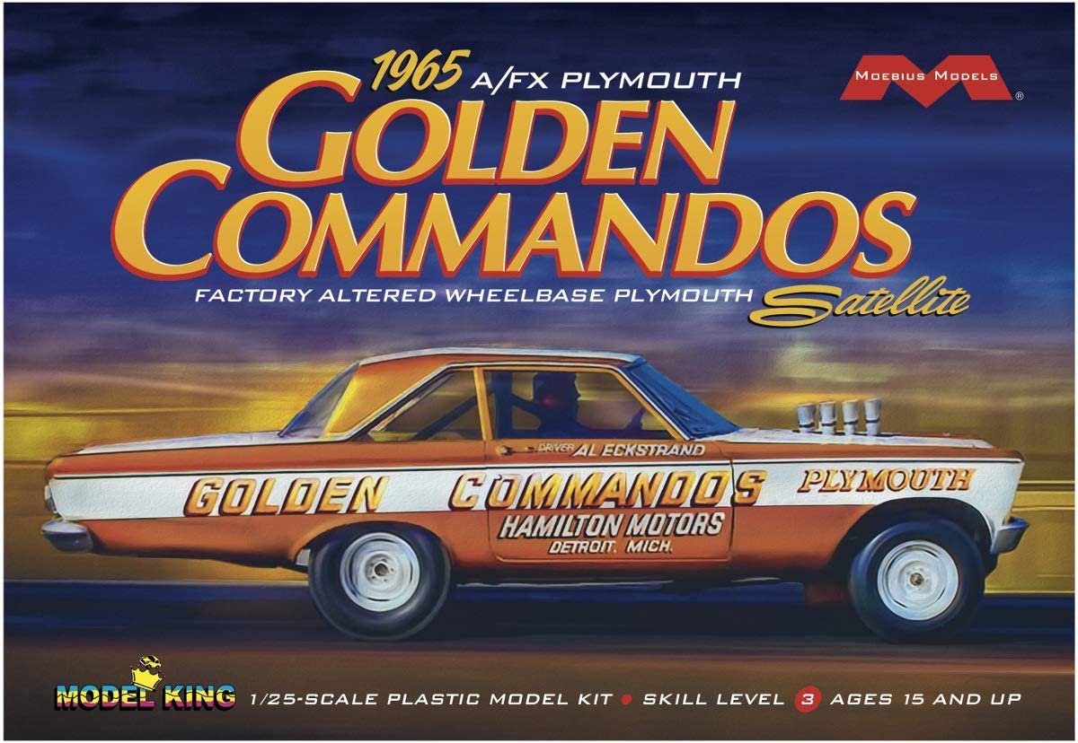 Plymouth 1965 Satelite Golden Commandos 1/25 Scale Plastic Model Kit Mobius