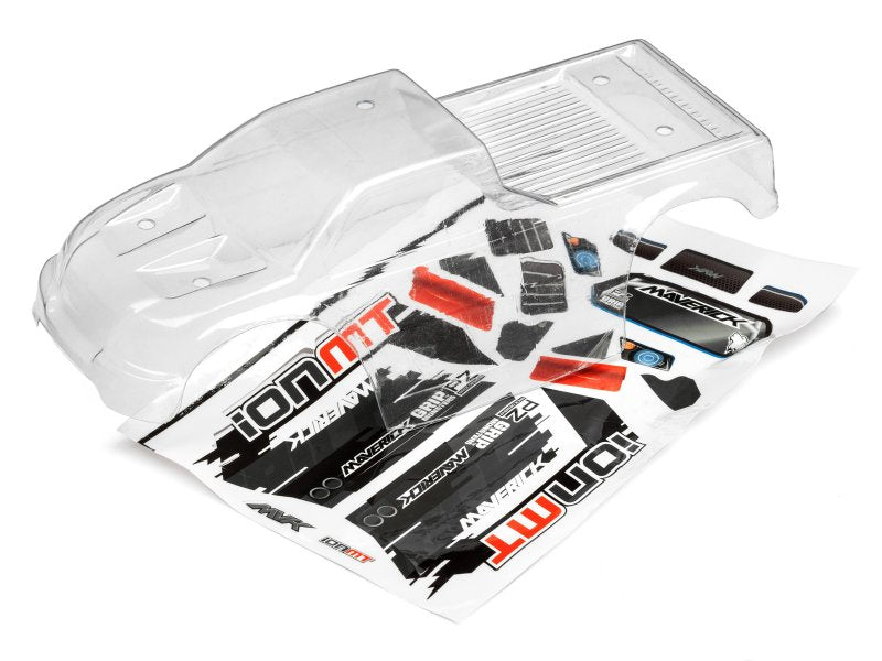 CLEAR MONSTER TRUCK BODY WITH DECALS (ION MT)