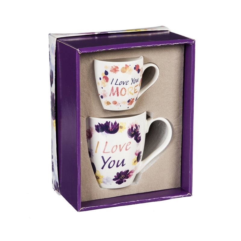 Mommy and Me Ceramic Cup Gift Set I love you/I love you more