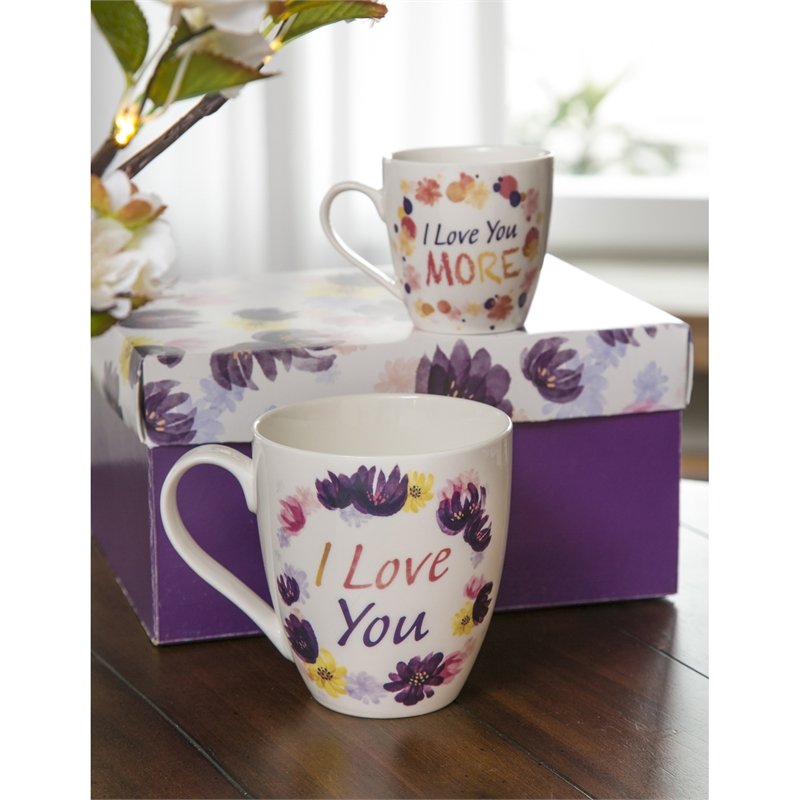 Mommy and Me Ceramic Cup Gift Set I love you/I love you more