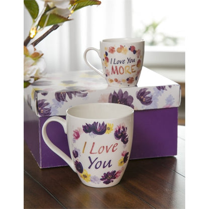 Mommy and Me Ceramic Cup Gift Set I love you/I love you more