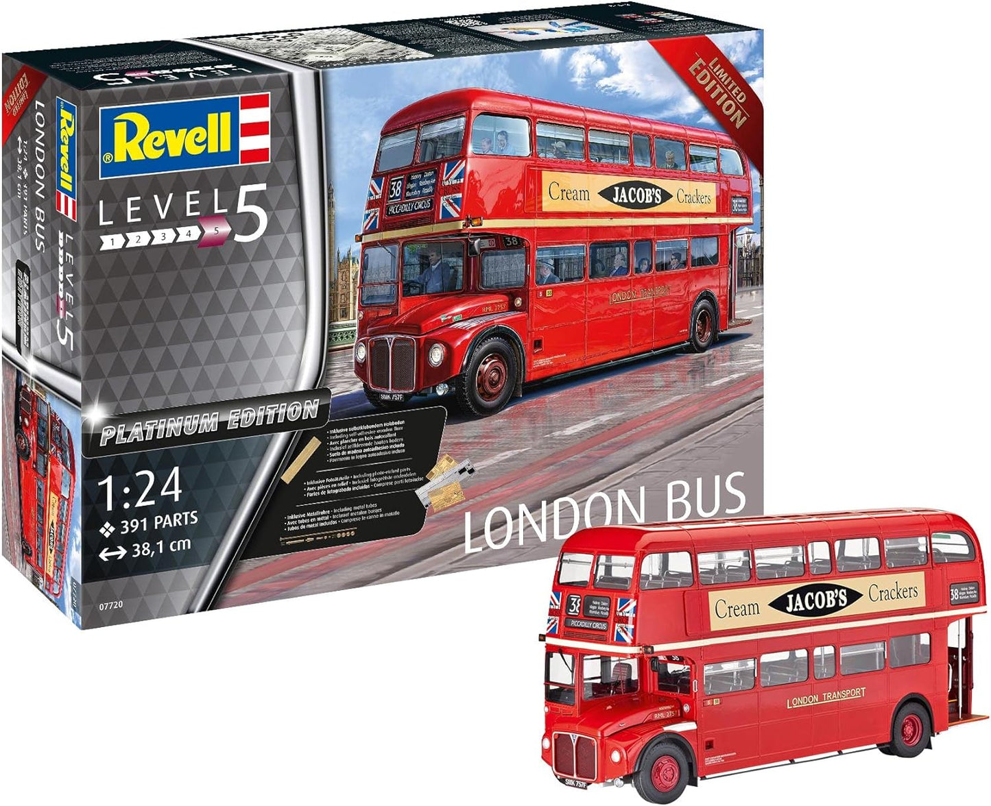 Revell Germany London Double Decker Bus (Platinum Limited Edition) Plastic Model Kit, 1/24 Scale