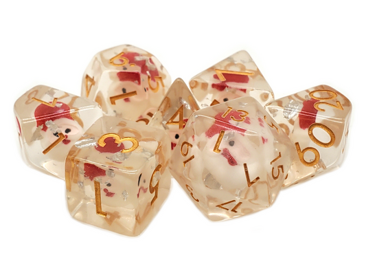 Old School 7 Piece DnD RPG Dice Set: Infused - Santa Claus