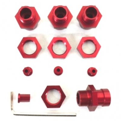 Aluminum 17mm Hex Conversion Kit, Red, for Traxxas Slash / Rally / Stampede / Hoss