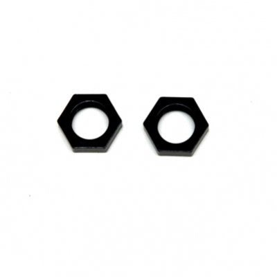 Aluminum 17mm Hex Adapter Lock-nut, Black, 1pr