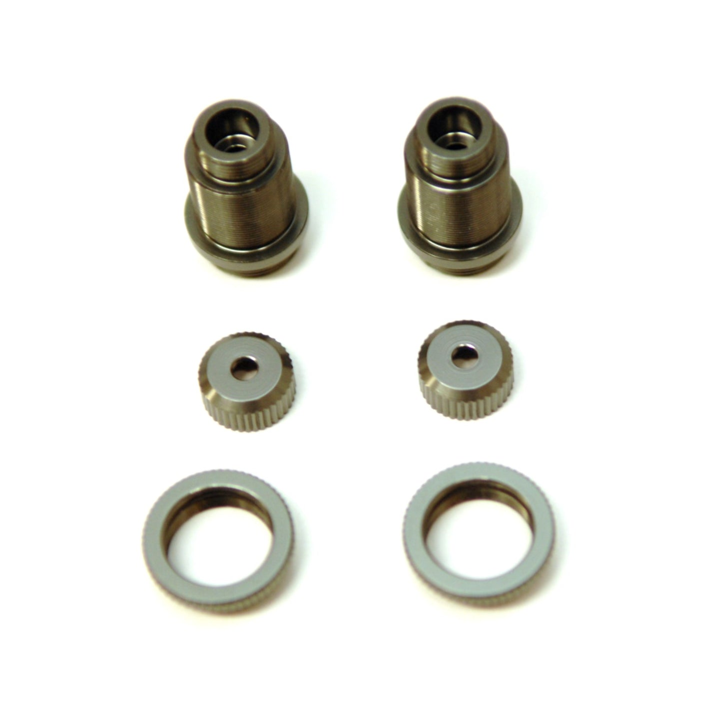 Aluminum Threaded Shock Bodies w/Collars, Gun Metal, for Traxxas 4Tec 2.0, 1pr