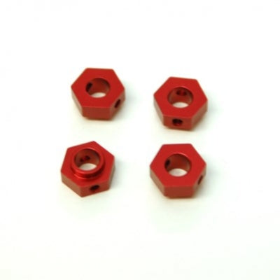Aluminum Hex Adapters, Red, for Traxxas 4Tec 2.0, 4pcs