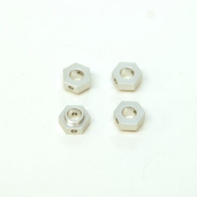 Aluminum Hex Adapters, Silver, for Traxxas 4Tec 2.0, 4pcs