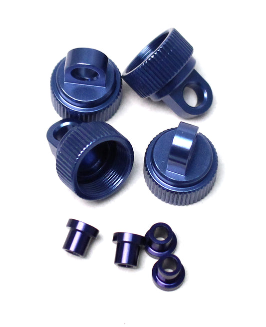 Aluminum Shock Caps, w/Shock Bushings, Blue, for Traxxas 4Tec 2.0, 4pcs