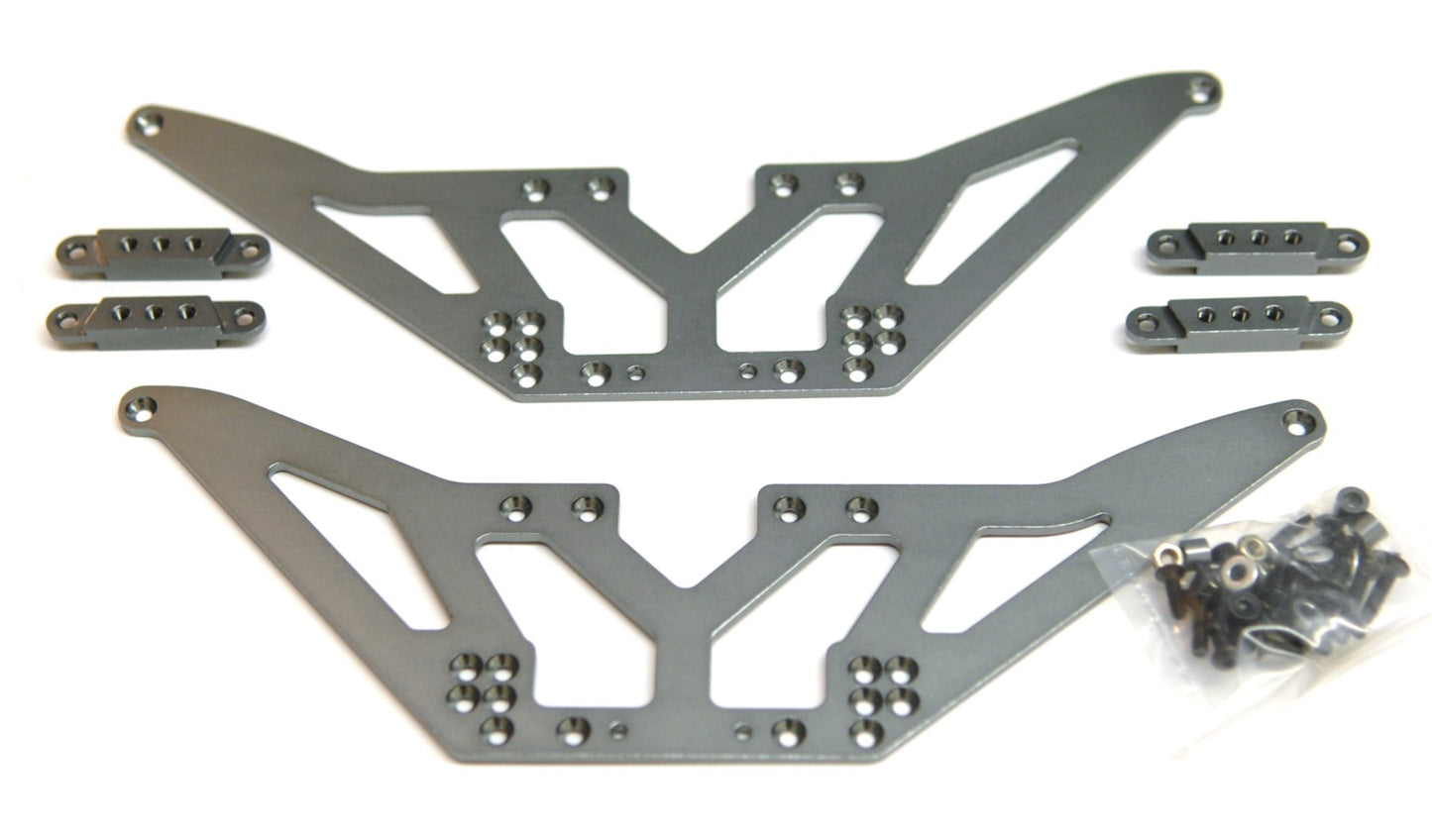 Aluminum Chassis Lift Kit +4 Shock Mounts, w/Hardware, Gun Metal, for Axial SCX10