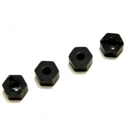 Aluminum 6.5mm Hex Adapters, Black, for Associated Enduro, 4pcs