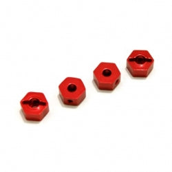 Aluminum 6.5mm Hex Adapters, Red, for Associated Enduro, 4pcs