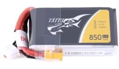 Tattu 850mAh 11.1V 45C 3S1P Lipo Battery Pack with XT30 plug