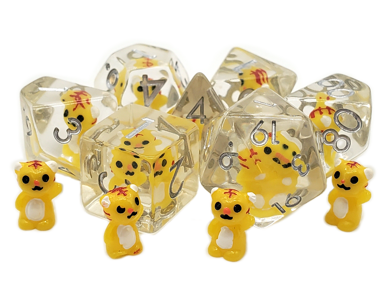Old School 7 Piece DnD RPG Dice Set: Animal Kingdom - Tiger Cub