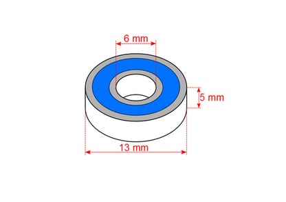 Traxxas Ball bearings black rubber sealed (6x13x5mm) (2)