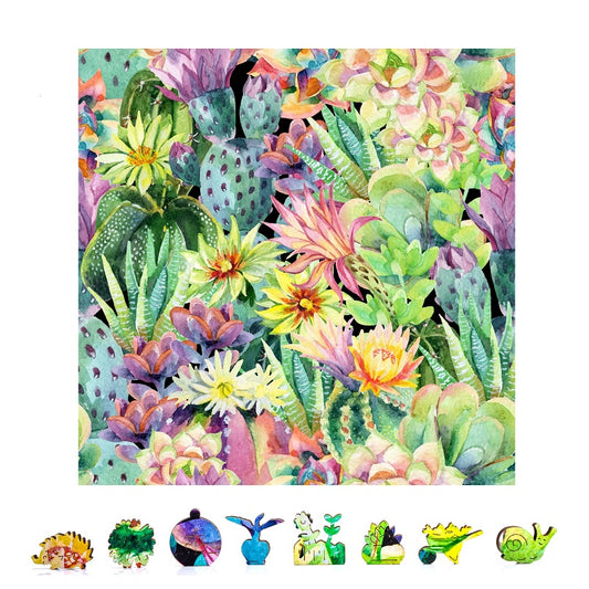 Floral Cactus Wooden Puzzle, 500 Pcs