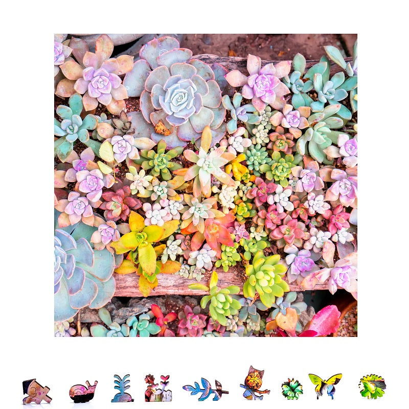Garden Succulents Wooden Puzzle, 500 Pcs
